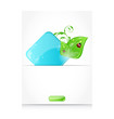 Beautiful icon with green leaves and ladybugs Beautiful icon with green leaves and ladybugs