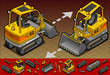 isometric mini excavator in two position