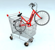 shopping cart with bycicle inside