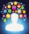 man profile with social media icons