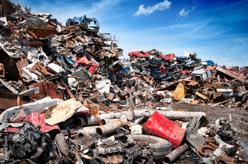 Photo: Iron scrap metal compacted to recycle Iron scrap metal compacted to recycle