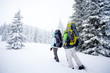 Hiker in the winter forest