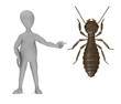 Illustration: 3d render of cartoon character with termite 3d render of cartoon character with termite