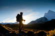 Hiker in Himalaya mountains