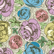 Pattern with freehand sketch of roses
