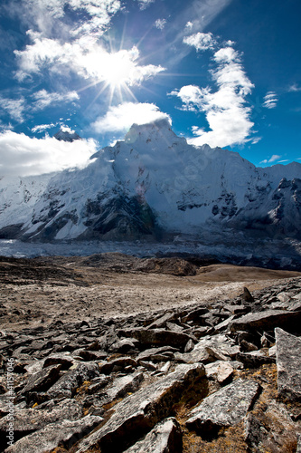 Photo: View at Everest and Nuptse mountains acress Khumbu valley View at Everest and Nuptse mountains acress Khumbu valley