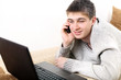 teenager with notebook and phone teenager with notebook and phone