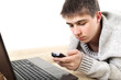 teenager with notebook and phone teenager with notebook and phone