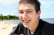 happy young man at seaside happy young man at seaside