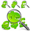Magnifying glass & money symbol