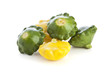 Green and Yellow Pattypan Squashes Isolated