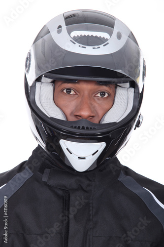 Photo: Man with bike helmet Man with bike helmet