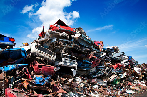 Photo: Iron scrap metal compacted to recycle Iron scrap metal compacted to recycle