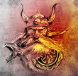 Illustrazione: Tattoo art, sketch of a viking warrior, Illustration of an ancie Tattoo art, sketch of a viking warrior, Illustration of an ancie