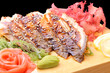 sashimi unagi on a board closeup