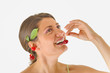 woman eating cherry