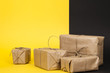 several packages wrapped with paper