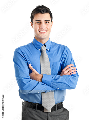 Photo: Handsome young businessman portrait isolated on white Handsome young businessman portrait isolated on white