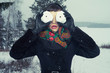 Woman with snow-balls