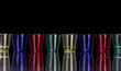 Photo: Colored plastic glasses on black Colored plastic glasses on black