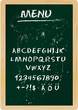 Restaurant menu board, chalk stroked alphabet, plus special char