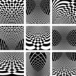 Optical illusion backgrounds set.
