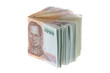 Thai money : a set of folded 1000 banknotes isolated on white Thai money : a set of folded 1000 banknotes isolated on white