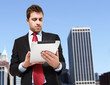Businessman using a tablet