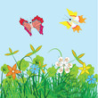 Spring, flowers and butterflies