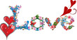 love word formed from different flowers