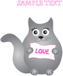 nice card. black cat. vector