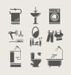 bathroom equipment set icon vector illustration