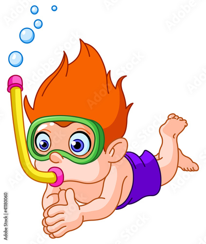 Vector: Snorkeling kid Snorkeling kid