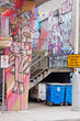 Trash Cans with Painted Backdrop
