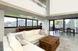 beautiful modern house in cement, interior, living room