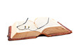 Photo: Old open bible with reading glases Old open bible with reading glases