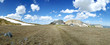 Alpine rural panorama with hikers hotel Alpine rural panorama with hikers hotel