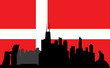 copenhagen with danish flag