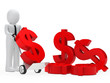 businessman dollar hand truck