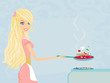 Beautiful housewife cooking Beautiful housewife cooking