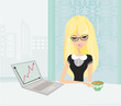 beautiful secretary working with computer