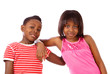 Two cute kids hanging around in casual way