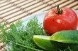 tomato dill and cucumber on a plate closeup tomato dill and cucumber on a plate closeup