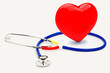 Stethoscope with heart on a light grey background