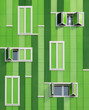 Front windows of a green building