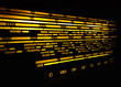 Radio scale on black background, old radio close up