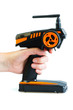 A hand holding RC transmitter, clipping path included
