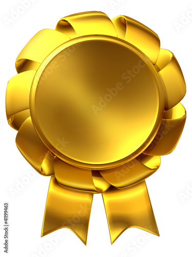 Illustration: distinction, ribbon with blank plate in gold distinction, ribbon with blank plate in gold