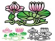 Art Deco style Water lotus with lily pads