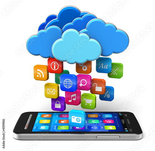 Illustration: Cloud computing and mobility concept Cloud computing and mobility concept